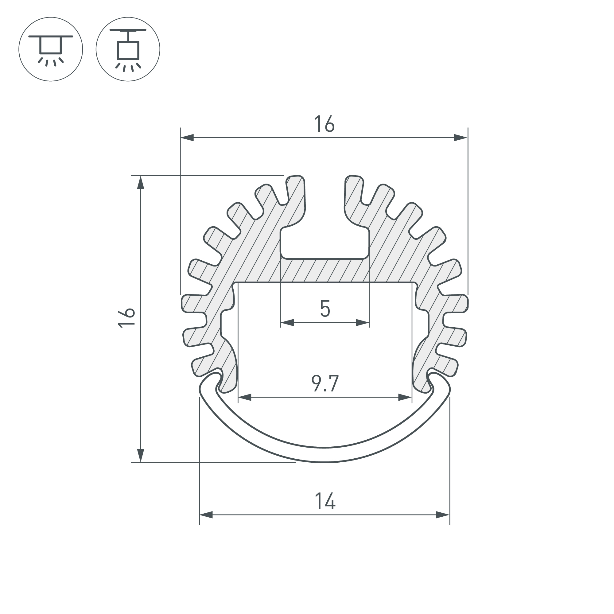 Алюминиевый профиль ARH-ROUND-D16-2000 ANOD 039217