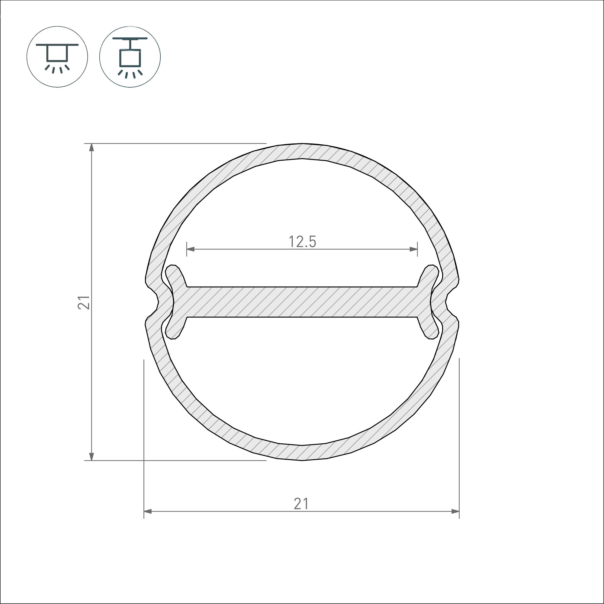 Алюминиевый профиль ARH-ROUND-D20-DUAL-2000 ANOD 039218