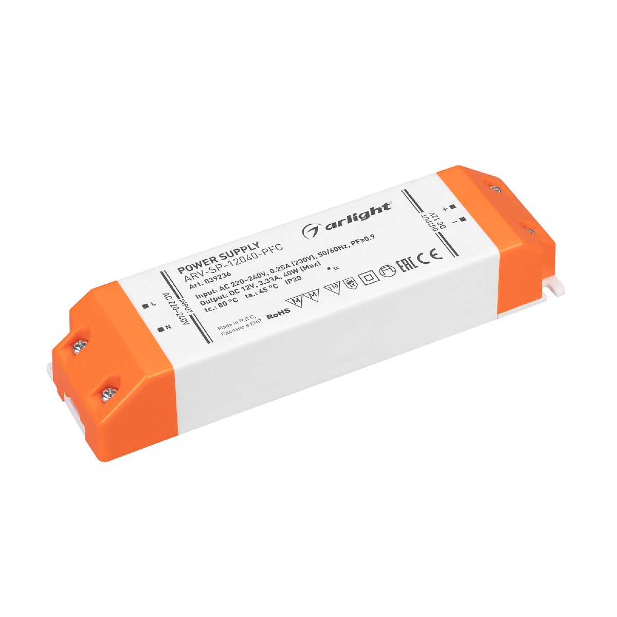 Блок питания ARV-SP-12040-PFC (12V, 3.33A, 40W) 039236