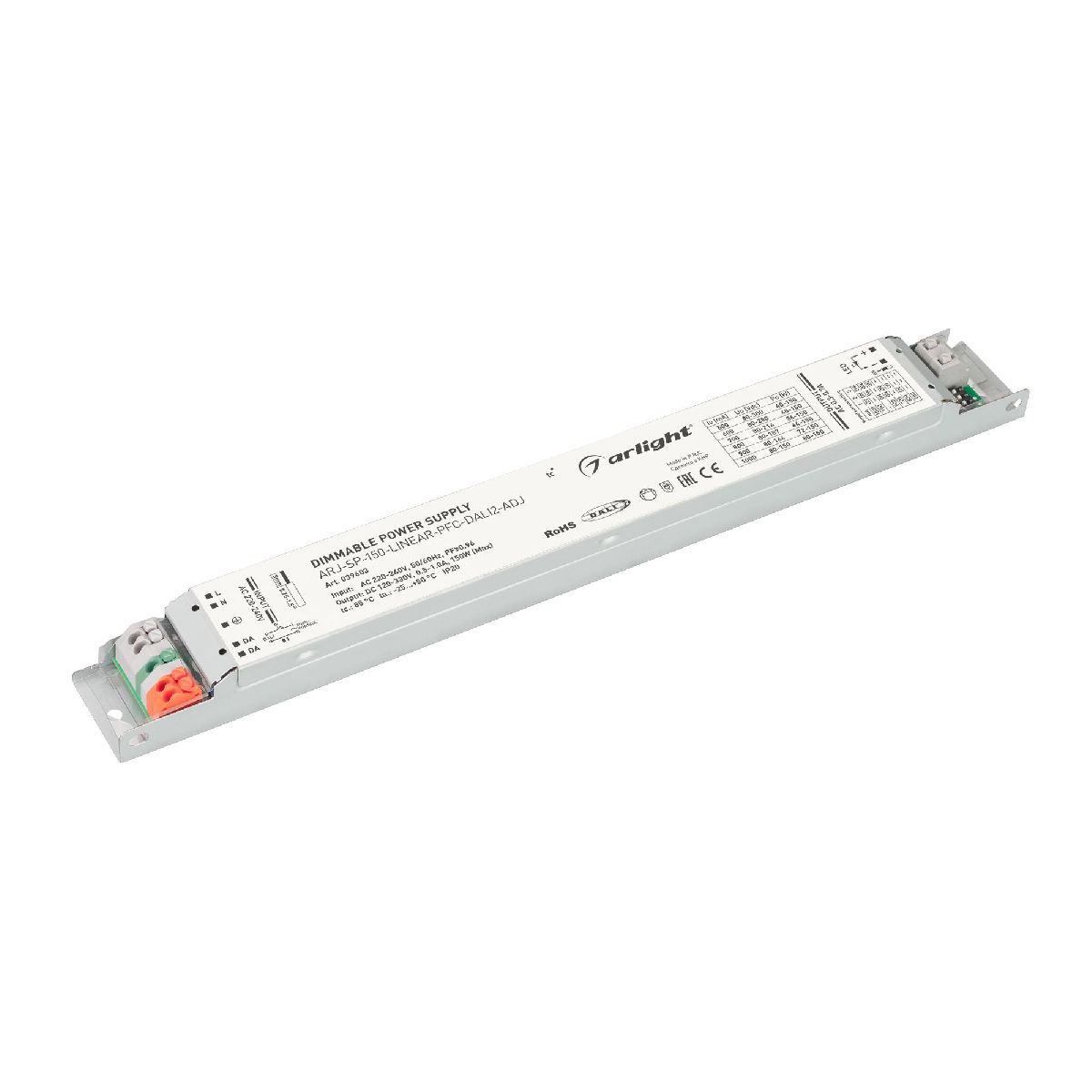 Блок питания ARJ-SP-150-LINEAR-PFC-DALI2-ADJ (150W, 120-330V, 0.5-1.0A, IP20) 039603