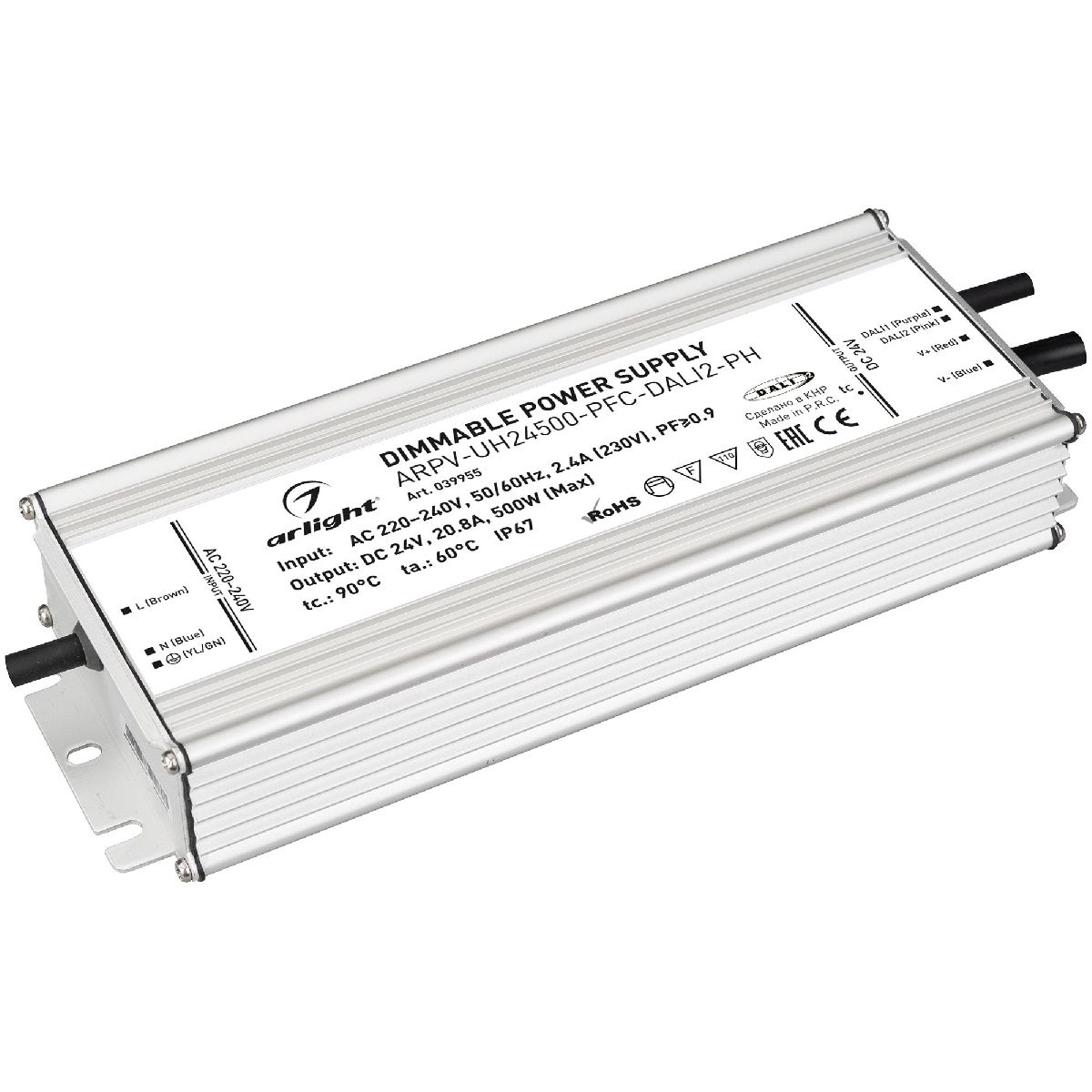 Блок питания ARPV-UH24500-PFC-DALI2-PH (24V, 20.8A, 500W, IP67) 039955