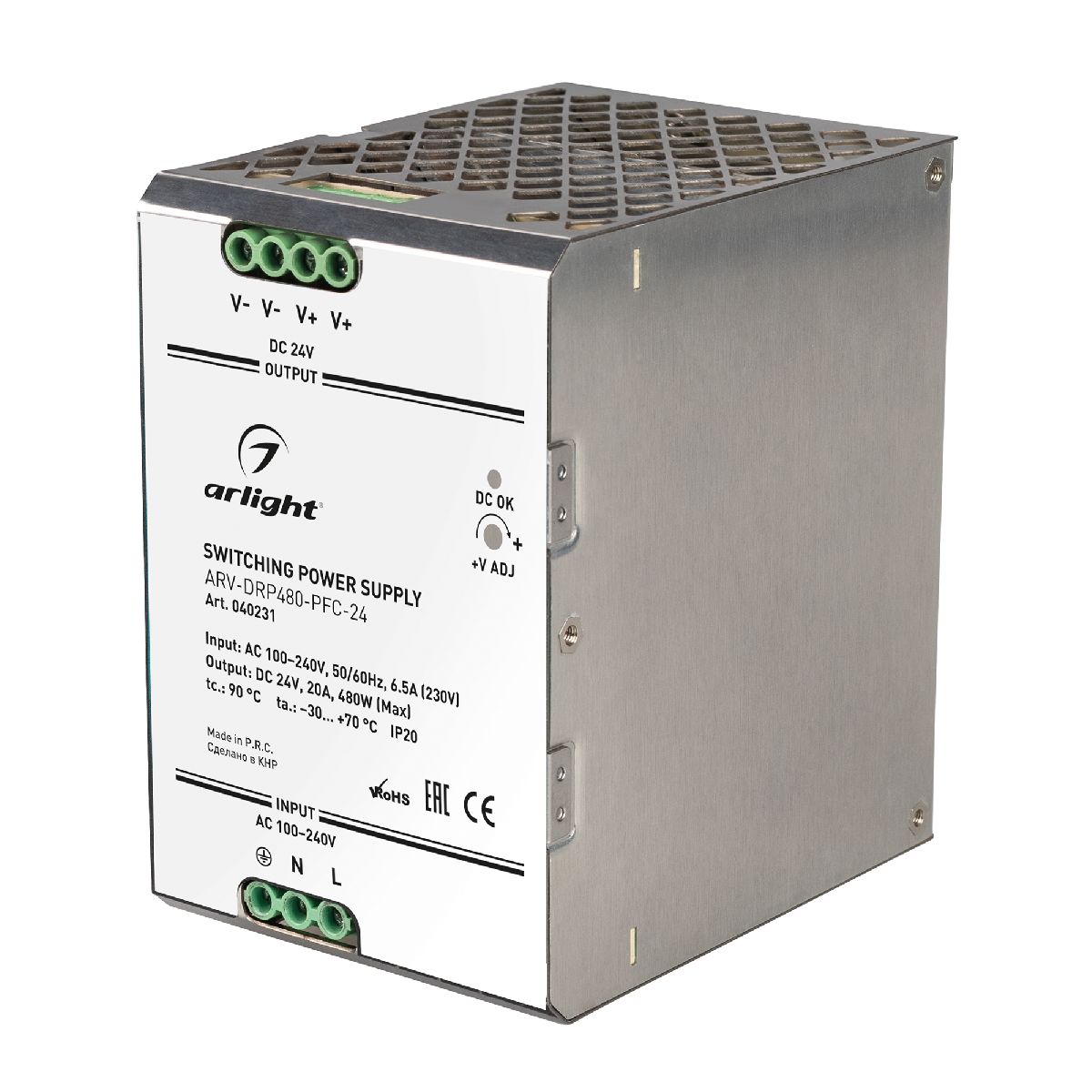 Блок питания ARV-DRP480-PFC-24 (24V, 20A, 480W) 040231