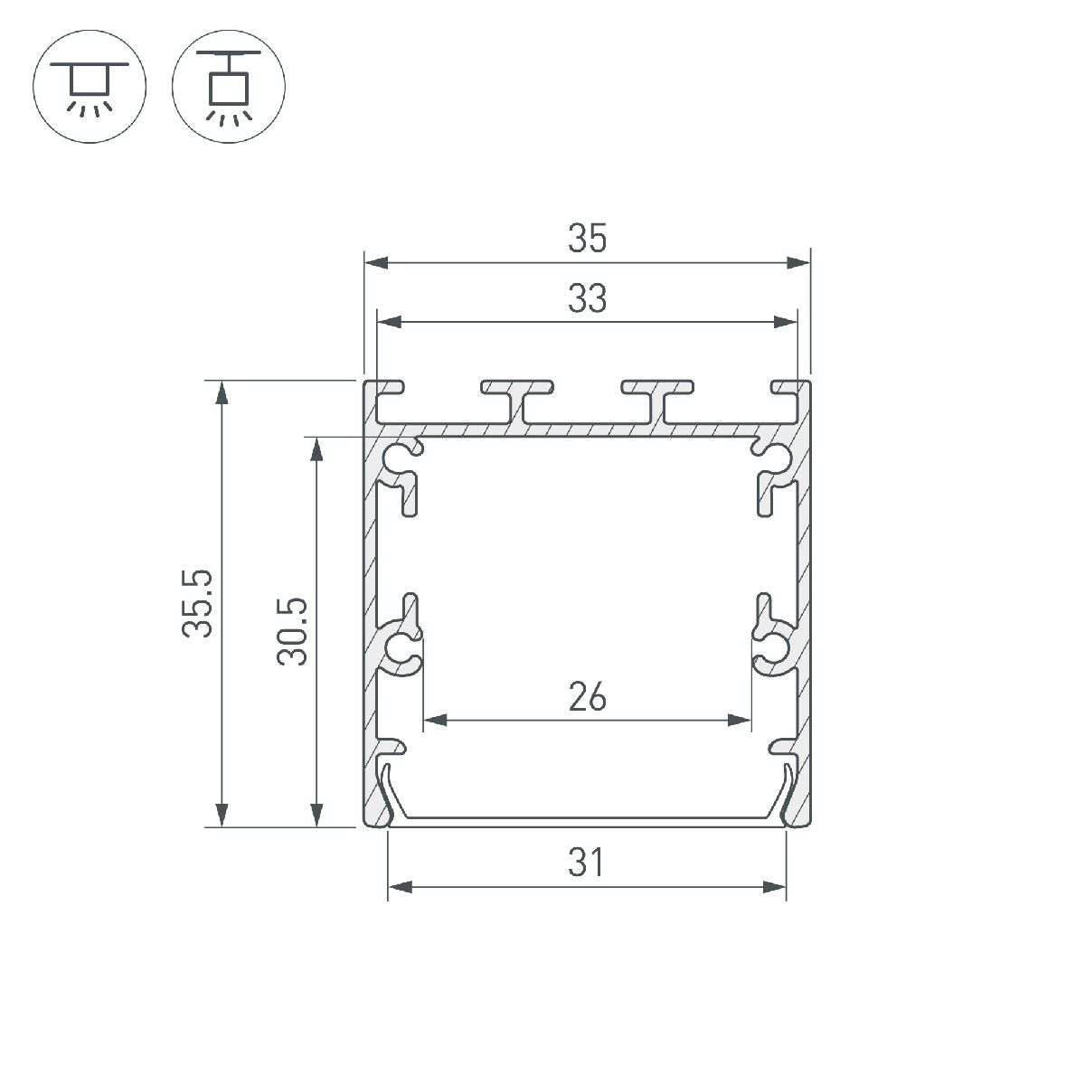 Алюминиевый профиль LINE-S-3535-2500 WHITE 041833