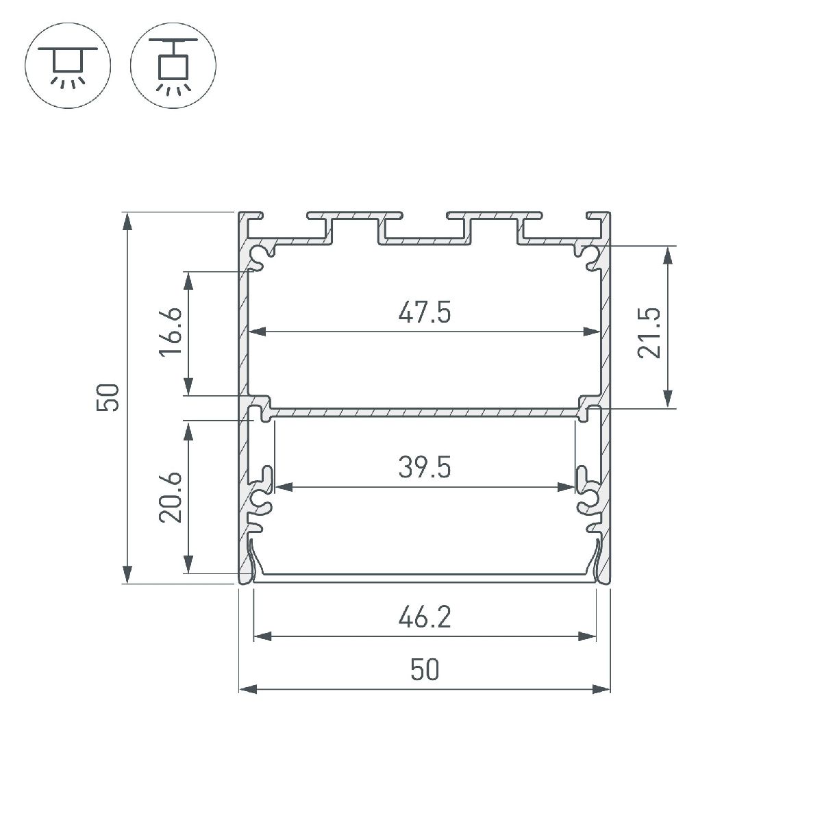 Алюминиевый профиль LINE-S-5050-3000 BLACK 041841