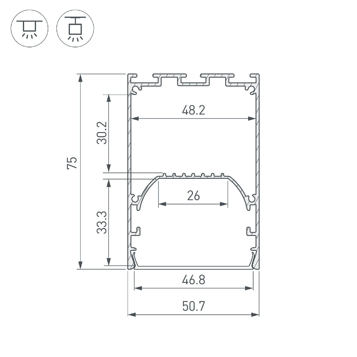 Алюминиевый профиль LINE-S-5075-2500 WHITE 041851
