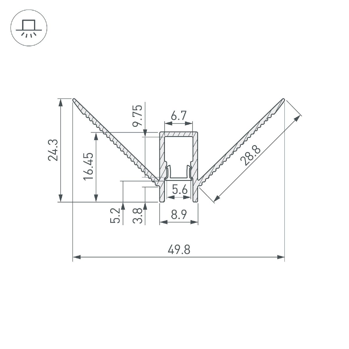 Алюминиевый профиль DECORE-S6-EXT-COMFORT-2000 ANOD внешний 043162