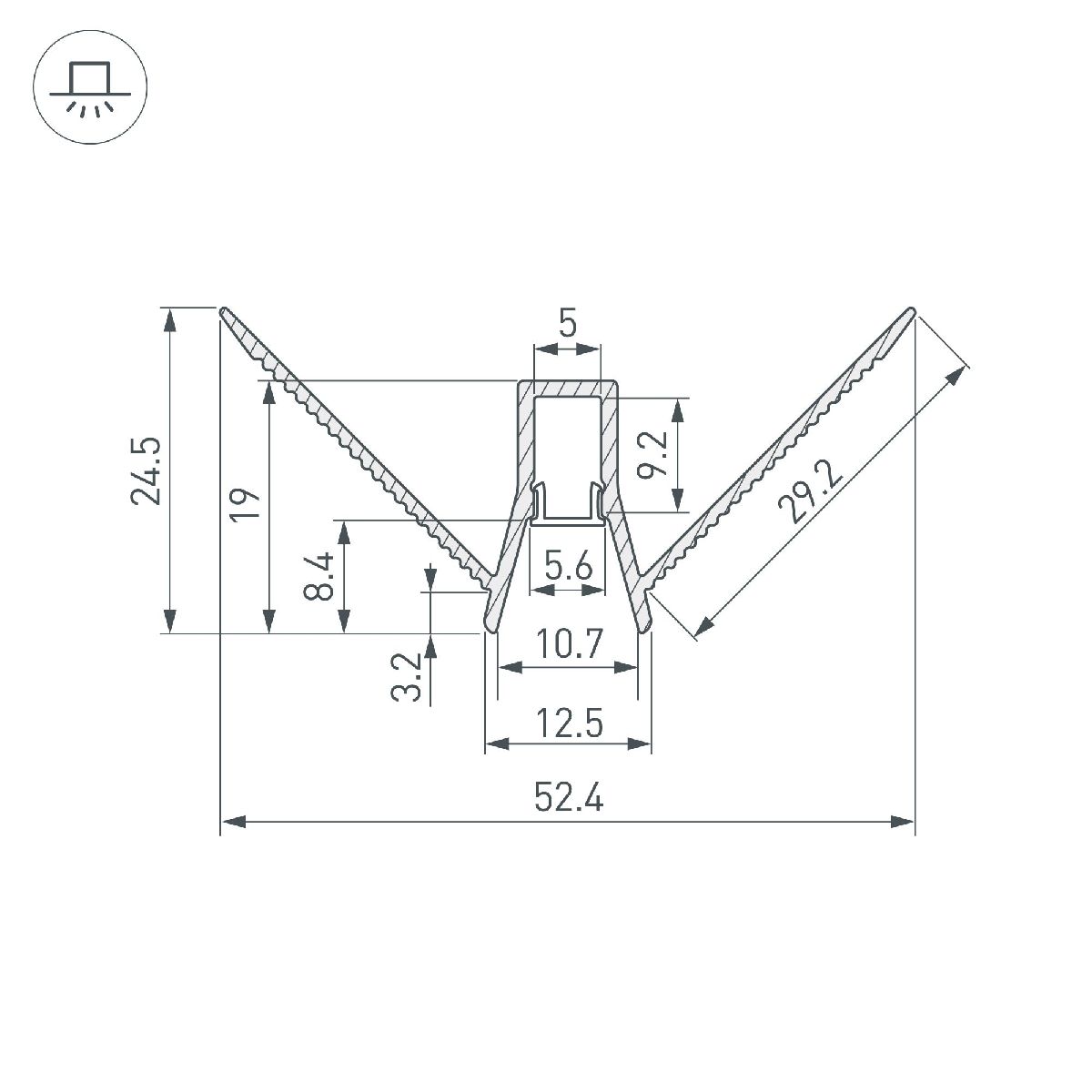 Алюминиевый профиль DECORE-S6-EXT-V-COMFORT-2000 ANOD внешний 043163
