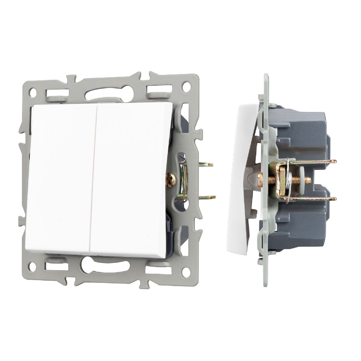 Механизм выключателя двухклавишный проходной SWT-MKP2-PL-WH (250V, 16A) 043727