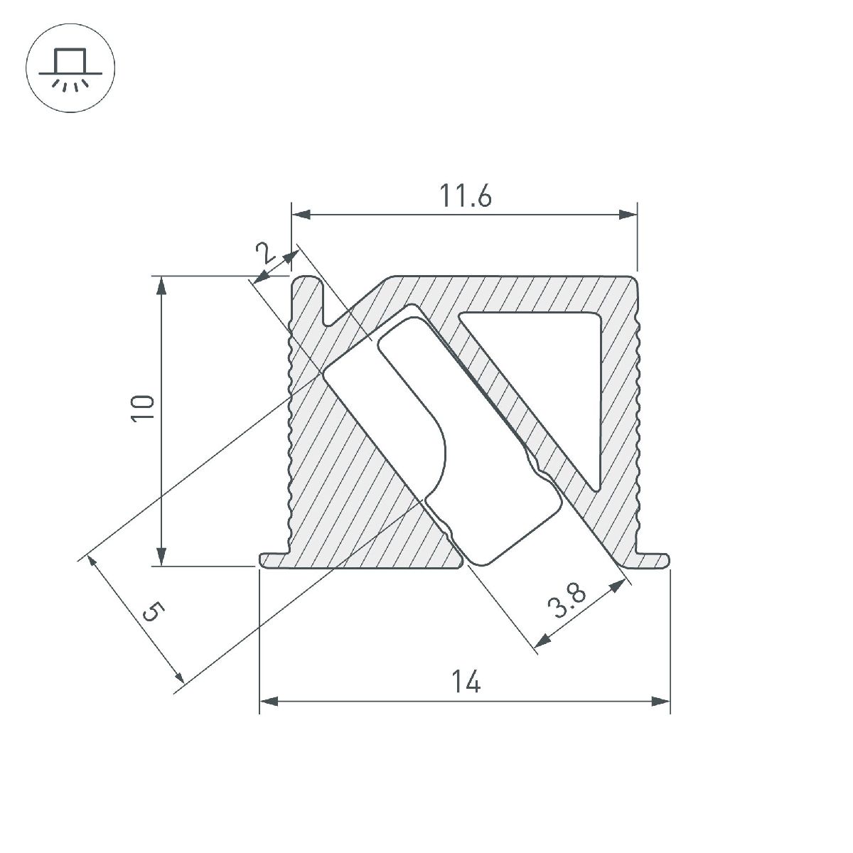 Алюминиевый профиль SL-BEVEL-H10-F14-2000 ANOD BLACK 044084