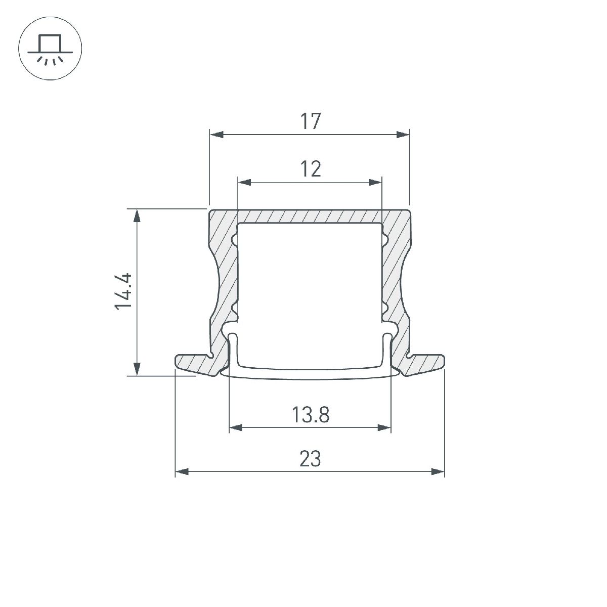 Алюминиевый профиль LINE-2315-F-2000 ANOD BLACK 044278