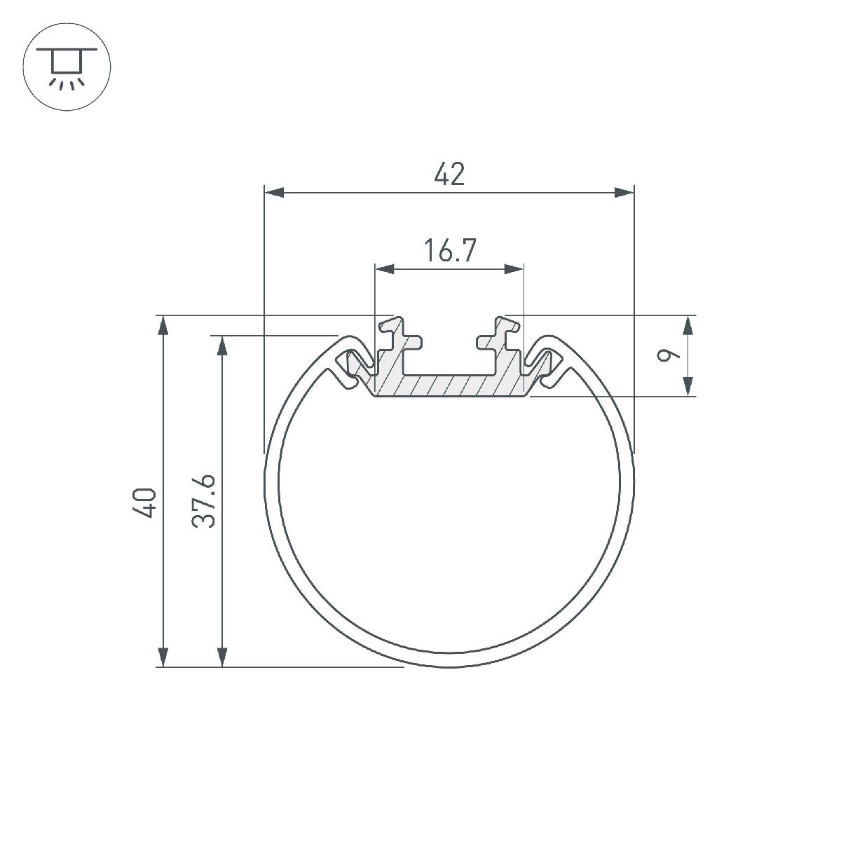 Алюминиевый профиль ROUND-D40-2000 ANOD 044517
