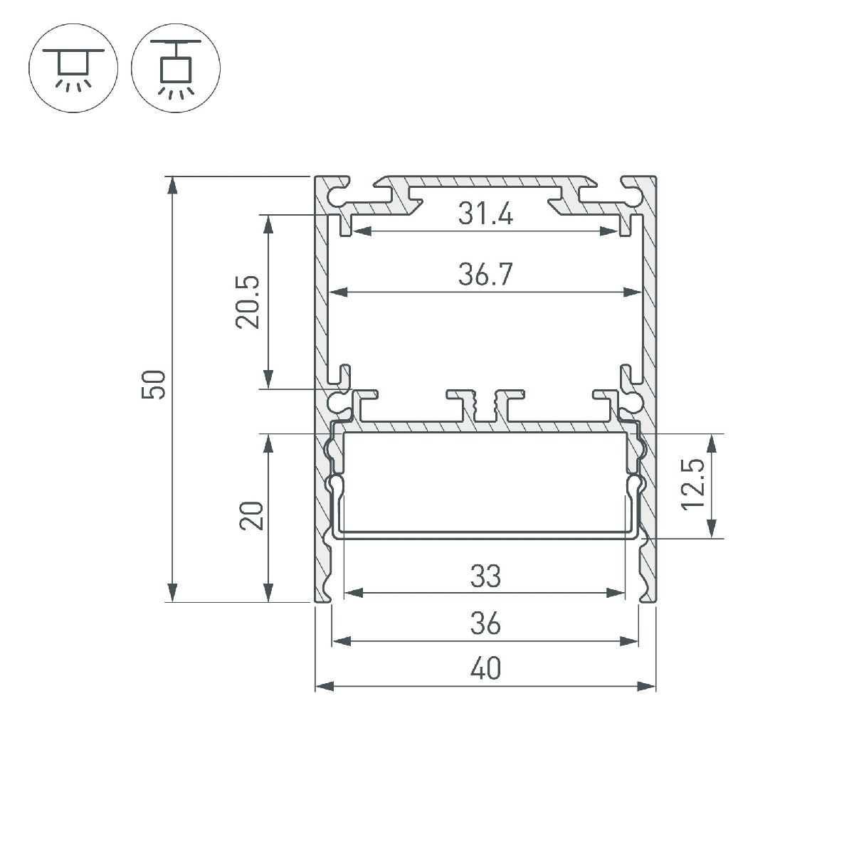 Алюминиевый профиль SL-LINE-4050-3L-2000 ANOD BLACK 044670