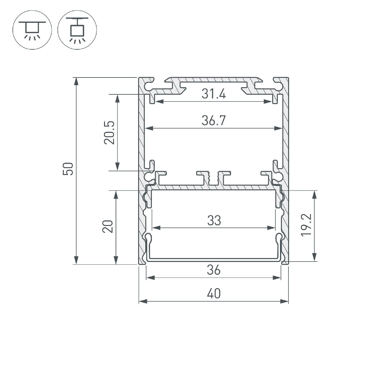 Алюминиевый профиль SL-LINE-4050-3L-2000 ANOD BLACK 044670