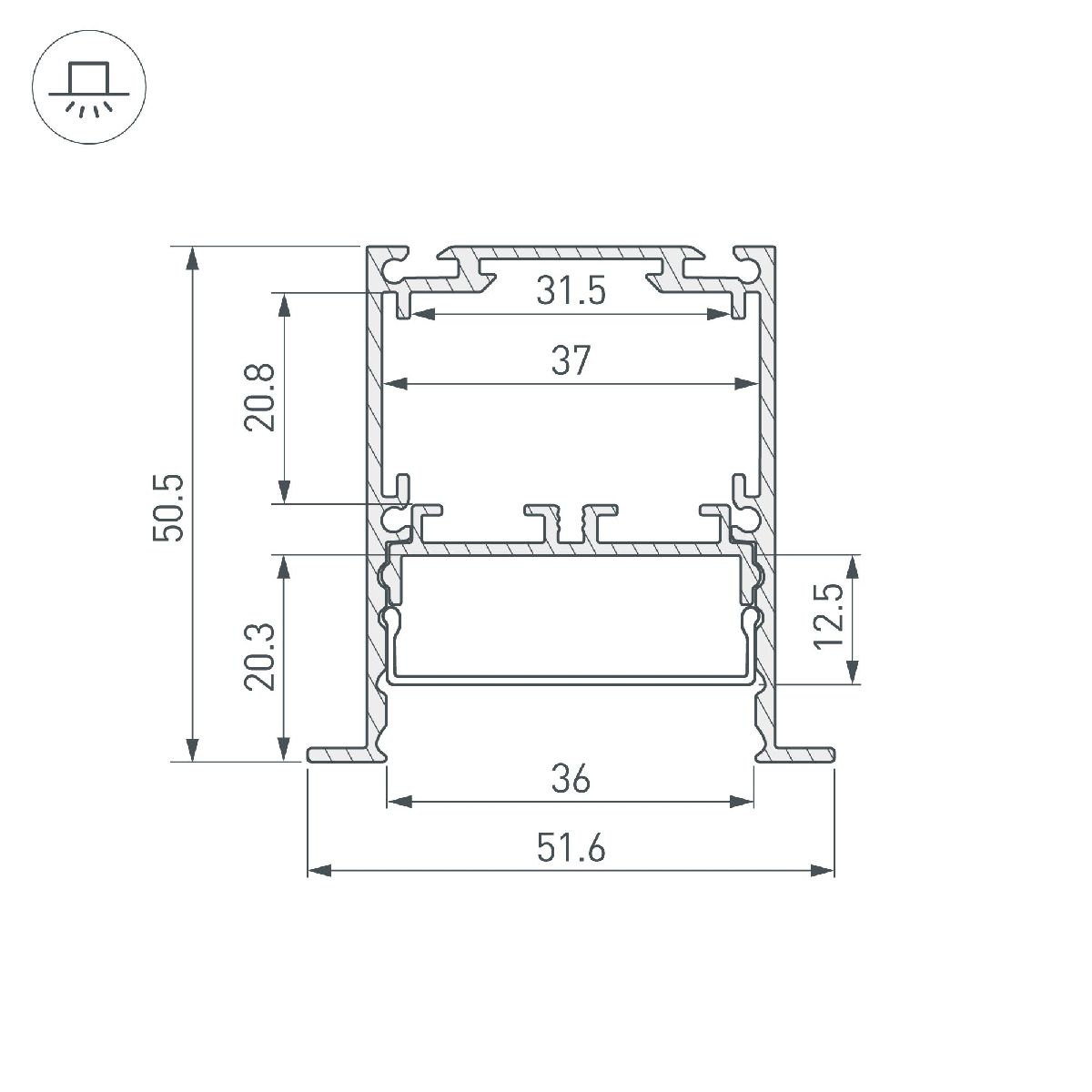 Алюминиевый профиль SL-LINIA52-3L-F-2000 ANOD BLACK 044685