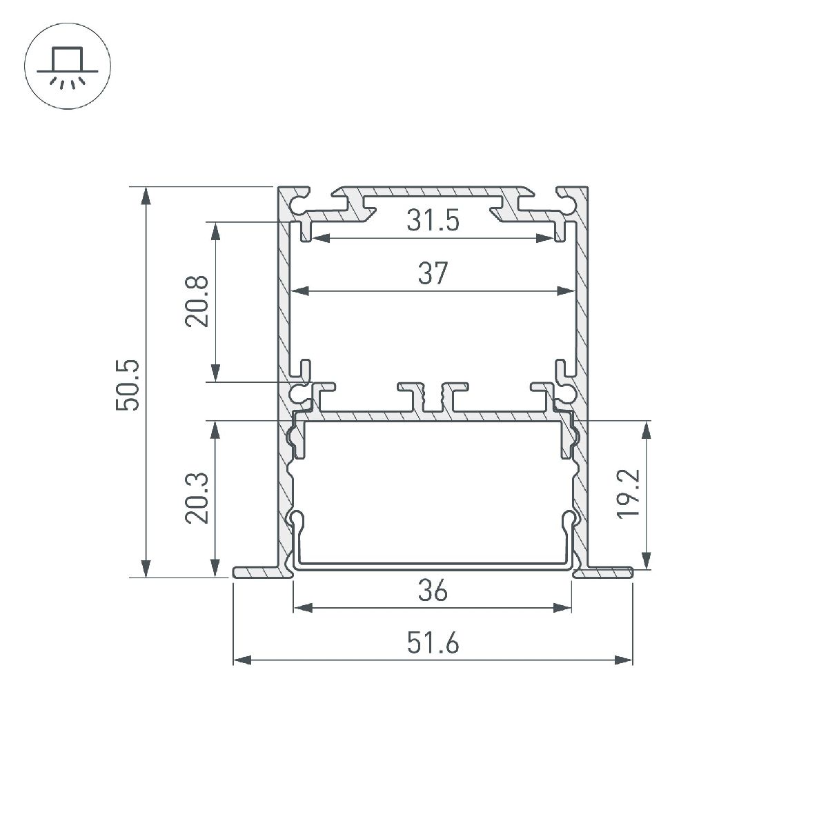 Алюминиевый профиль SL-LINIA52-3L-F-2000 ANOD BLACK 044685