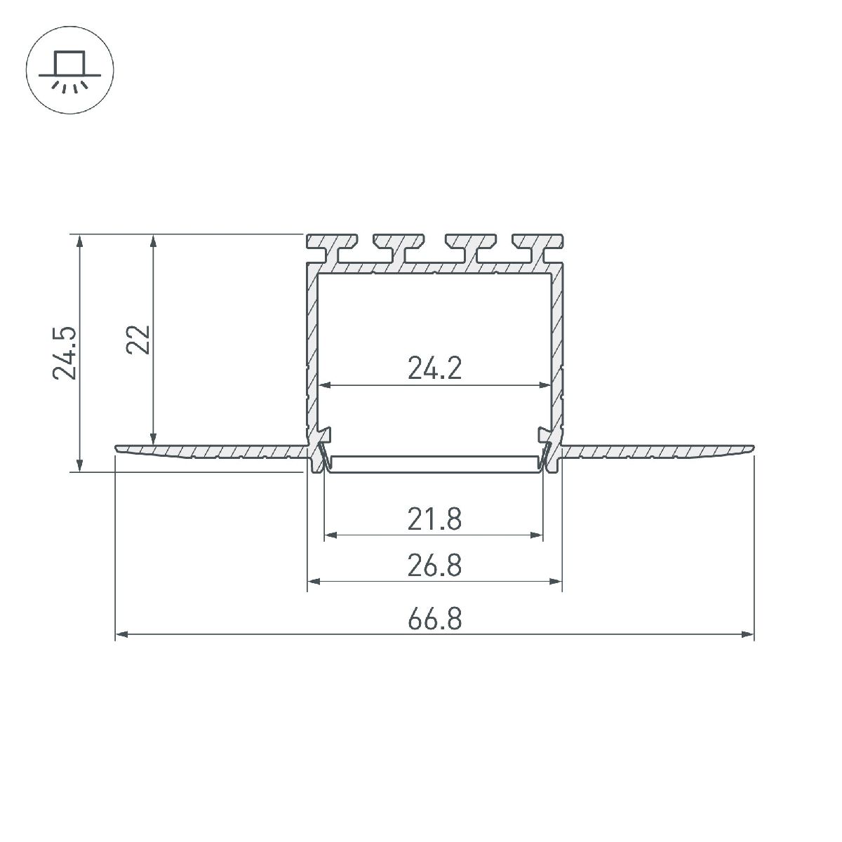 Алюминиевый профиль PLS-LOCK-H25-F-HIDE-3000 044851