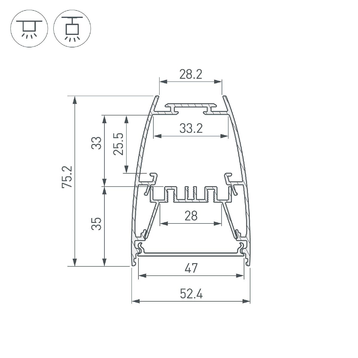 Алюминиевый профиль LINE-5075-U-HONEYCOMB-2000 BLACK 044885