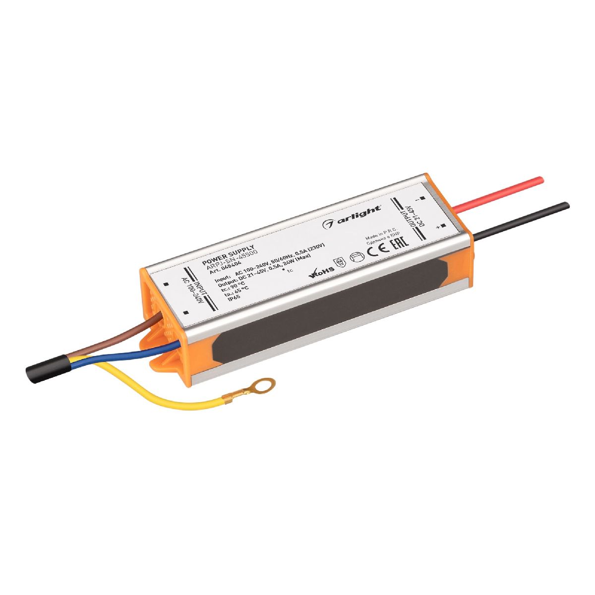 Блок питания ARPJ-SN-45500 (24W, 21-45V, 500mA, IP65) 045404
