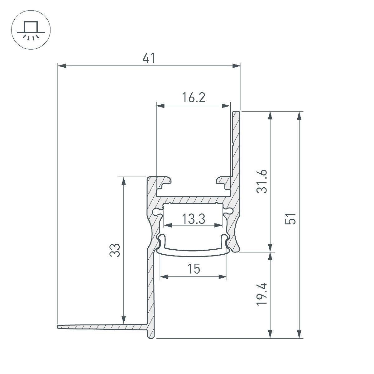 Алюминиевый профиль ARH-СEIL-S14-SHADOW-3000 WHITE 045554