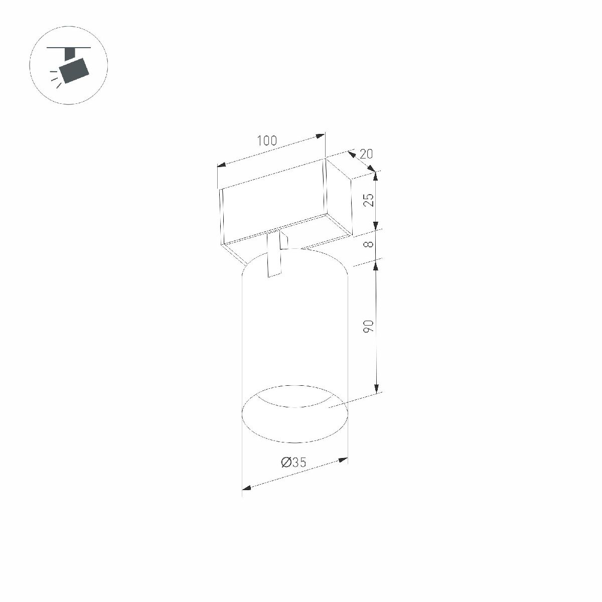 Трековый магнитный светильник MAG-SPOT-25-R90-9W Day4000 (BK, 30 deg, 24V, DALI) 046300
