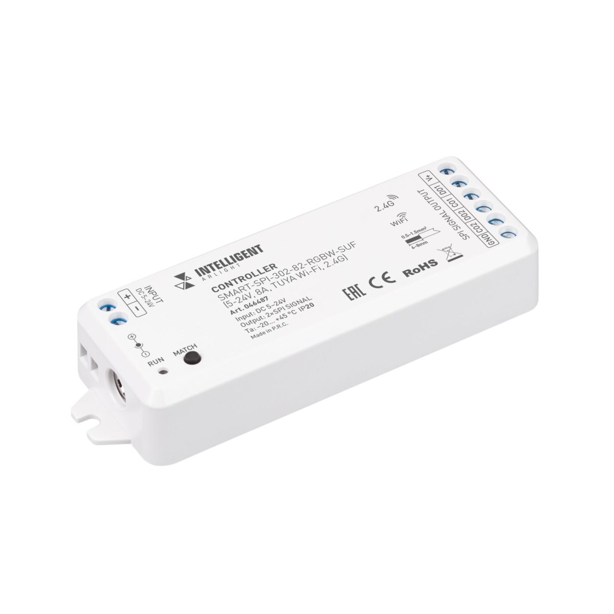 Контроллер SMART-SPI-302-82-RGBW-SUF (5-24V, 8A, TUYA Wi-Fi, 2.4G) 046487
