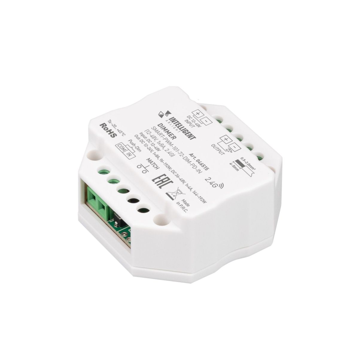 Диммер SMART-PWM-101-72-DIM-PD-IN (12-48V, 1x8A, 2.4G) 046515