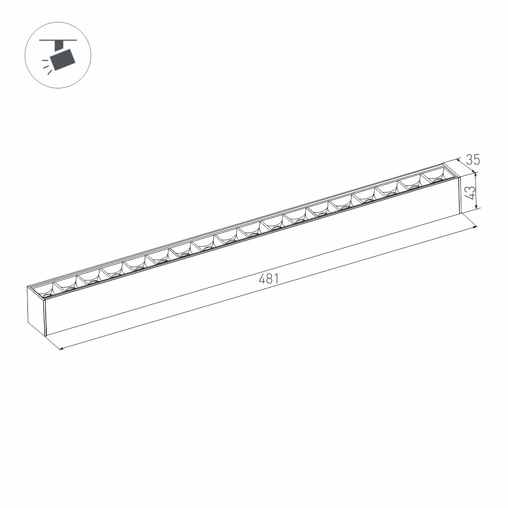 Трековый магнитный светильник MAG-LASER-45-L480-18W Warm3000 (BK, 15 deg, 24V, DALI) 046548