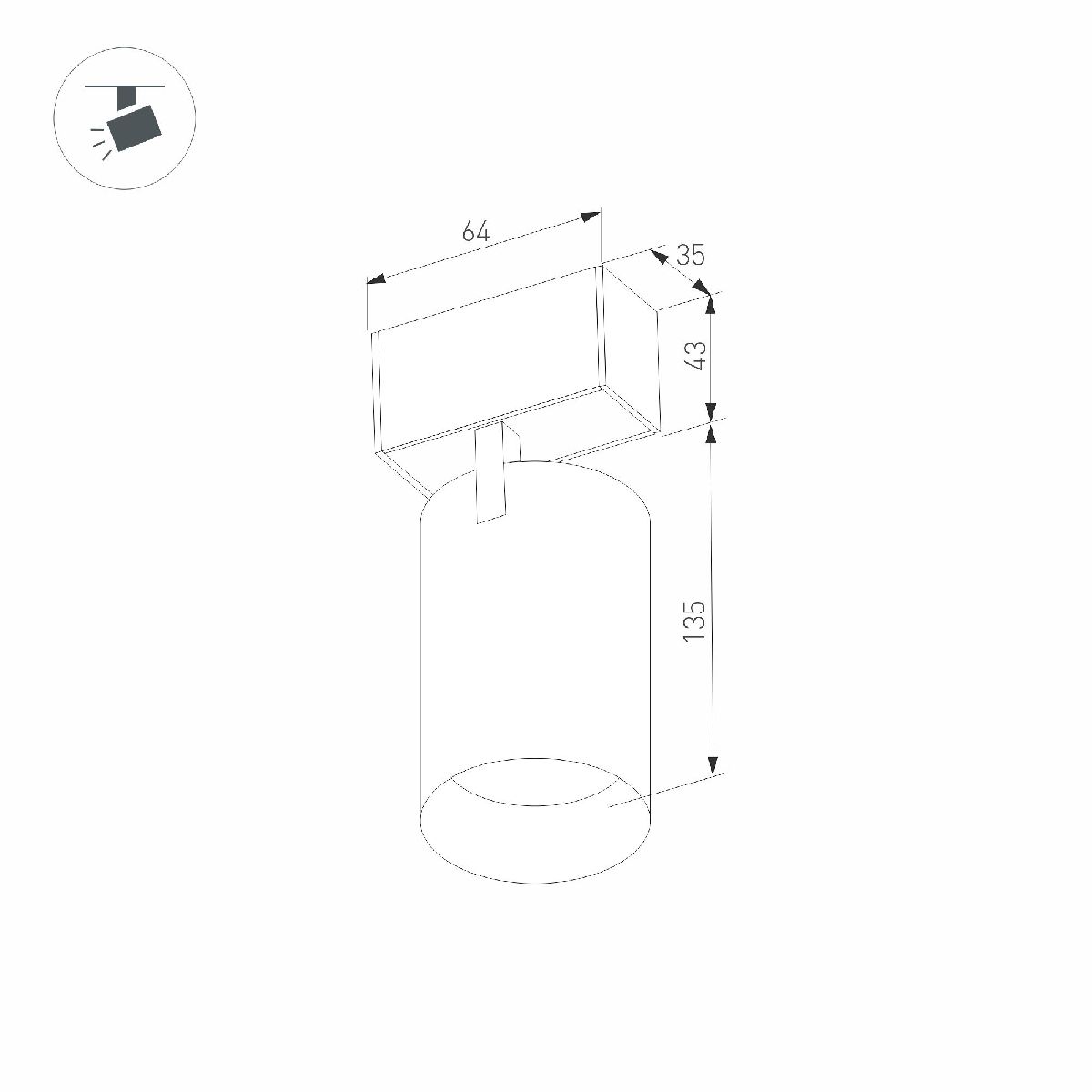 Трековый магнитный светильник MAG-SPOT-45-R85-12W Day4000 (BK, 36 deg, 24V, DALI) 046592