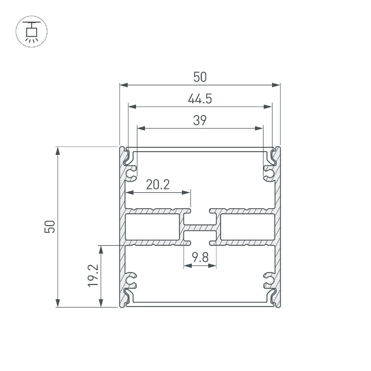 Алюминиевый профиль LINE-5050-DUAL-3000 ANOD BLACK 047487