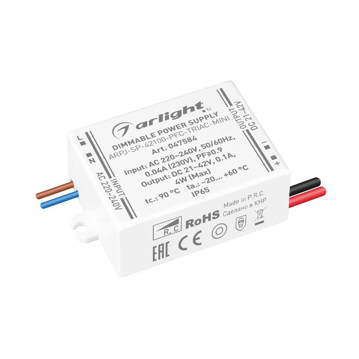 Блок питания ARPJ-SP-42100-PFC-TRIAC-MINI (4W, 21-42V, 100mA) 047584