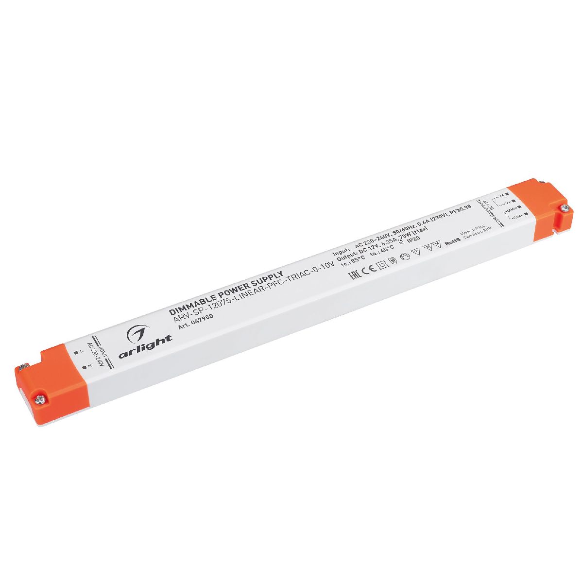 Блок питания ARV-SP-12075-LINEAR-PFC-TRIAC-0-10V (12V, 6.25A, 75W) 047950