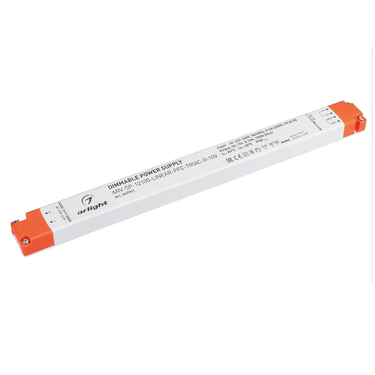 Блок питания ARV-SP-12100-LINEAR-PFC-TRIAC-0-10V (12V, 8.33A, 100W) 047951