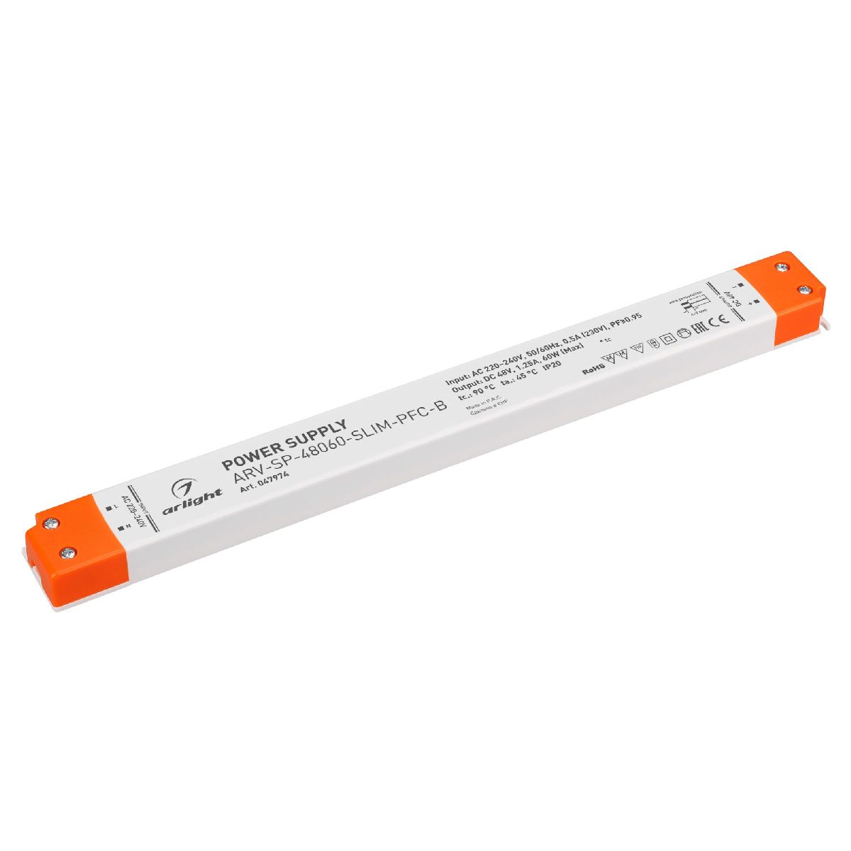 Блок питания ARV-SP-48060-SLIM-PFC-B (48V, 1.25A, 60W) 047974