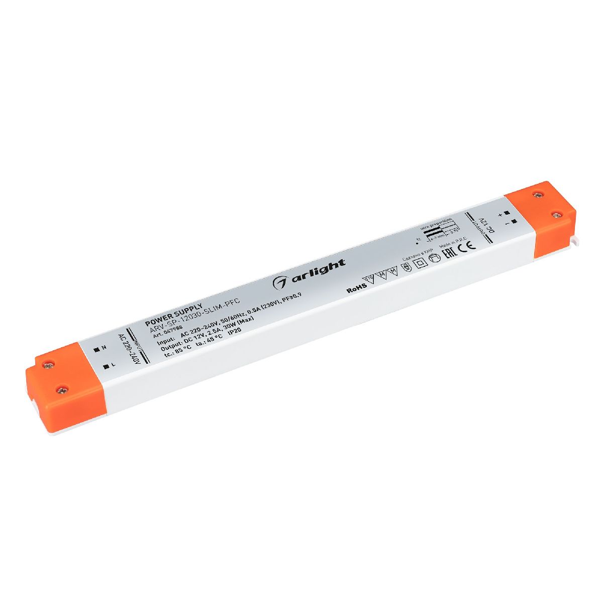 Блок питания ARV-SP-12030-SLIM-PFC (12V, 2.5A, 30W) 047988