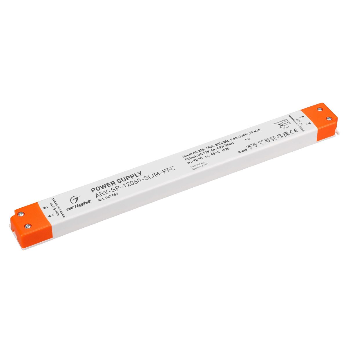 Блок питания ARV-SP-12060-SLIM-PFC (12V, 5A, 60W) 047989