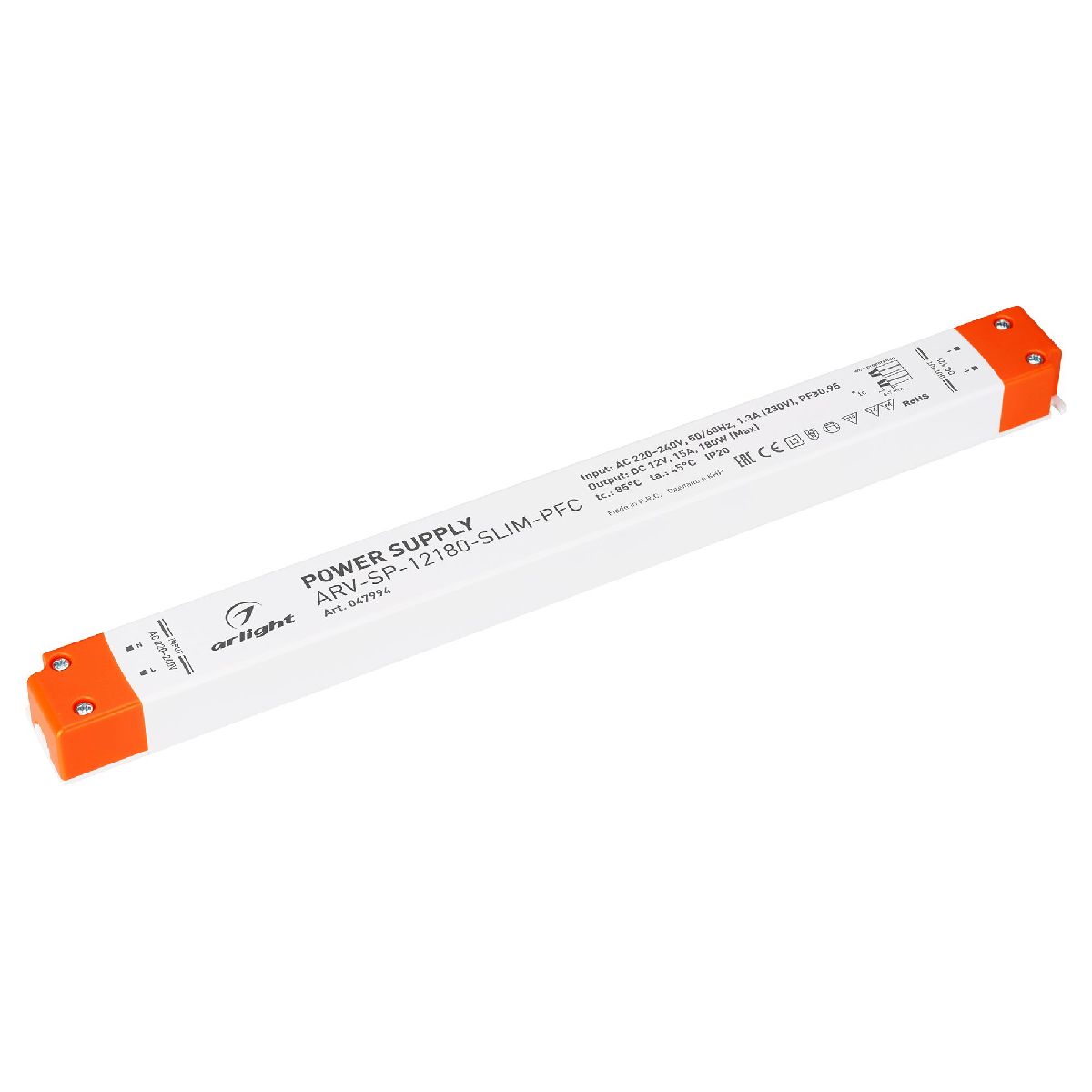 Блок питания ARV-SP-12180-SLIM-PFC (12V, 15A, 180W) 047994