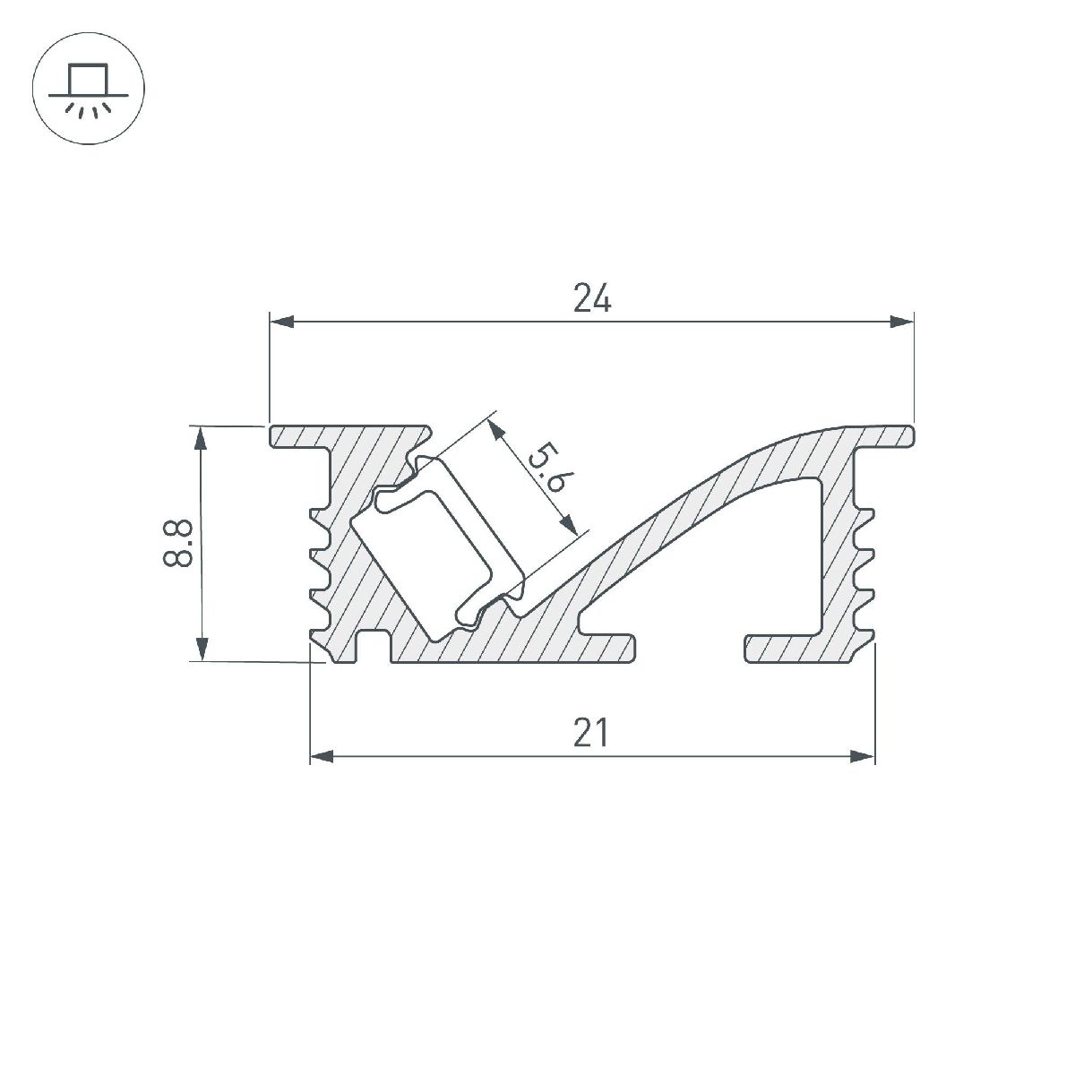Алюминиевый профиль SL-BEVEL-W21-F-2000 ANOD BLACK 048997