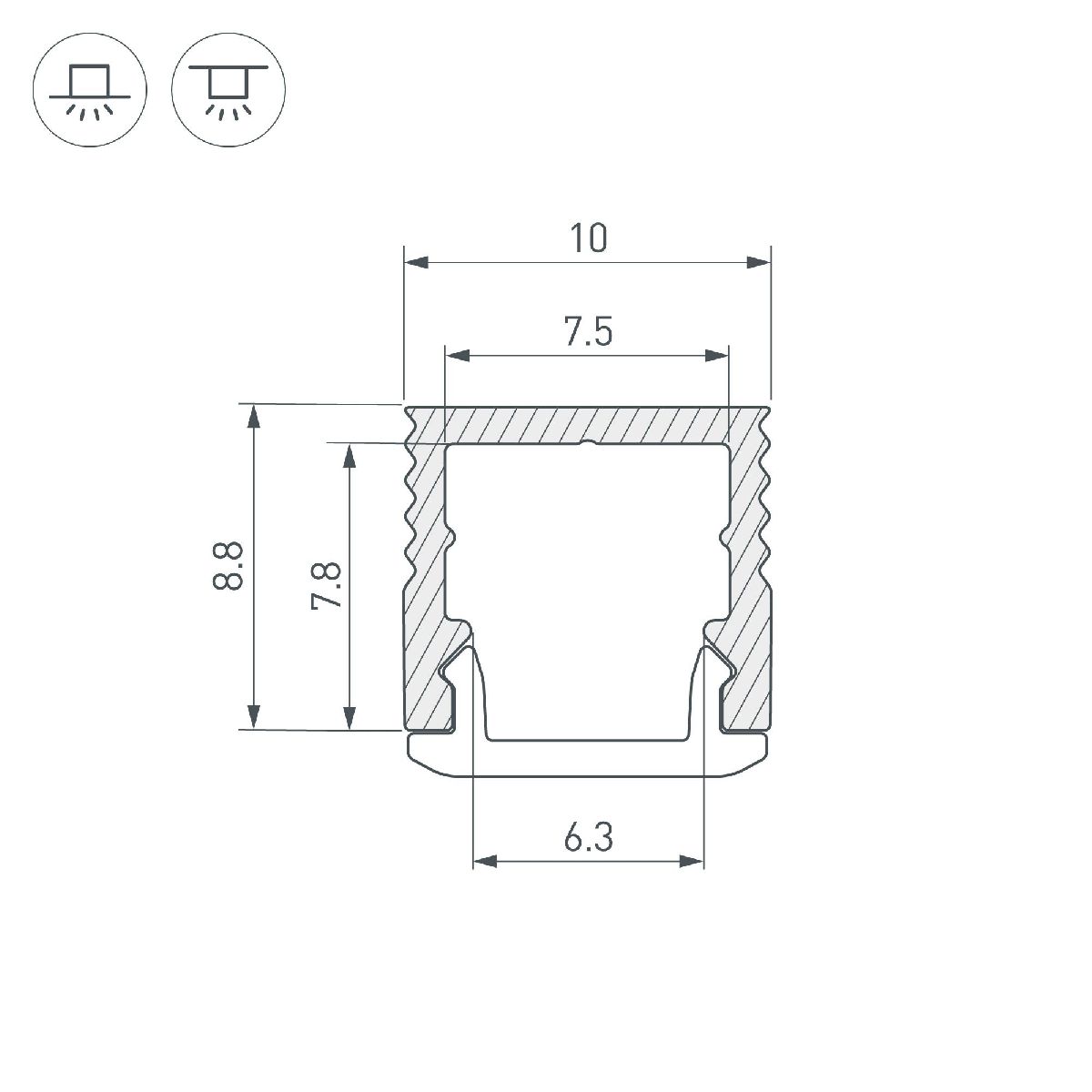 Алюминиевый профиль SL-MINI-10-2000 ANOD 049017
