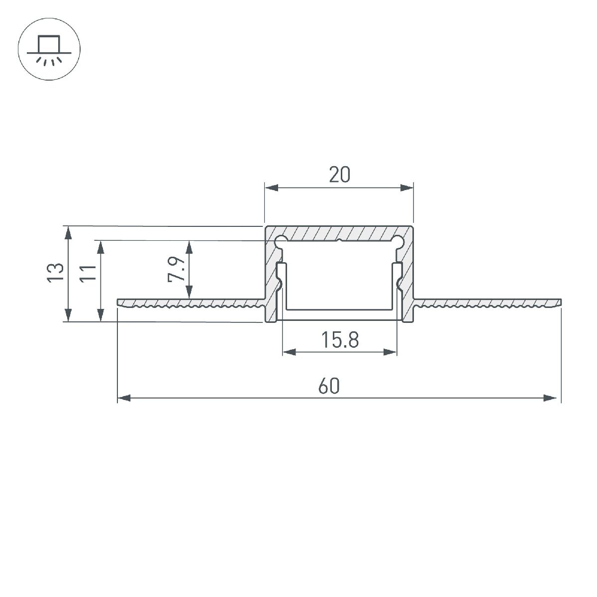 Алюминиевый профиль SL-LINIA20-FANTOM-2000 ANOD 049030