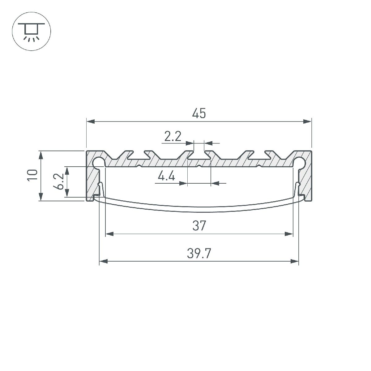 Алюминиевый профиль LINE-4510-2000 ANOD 049248