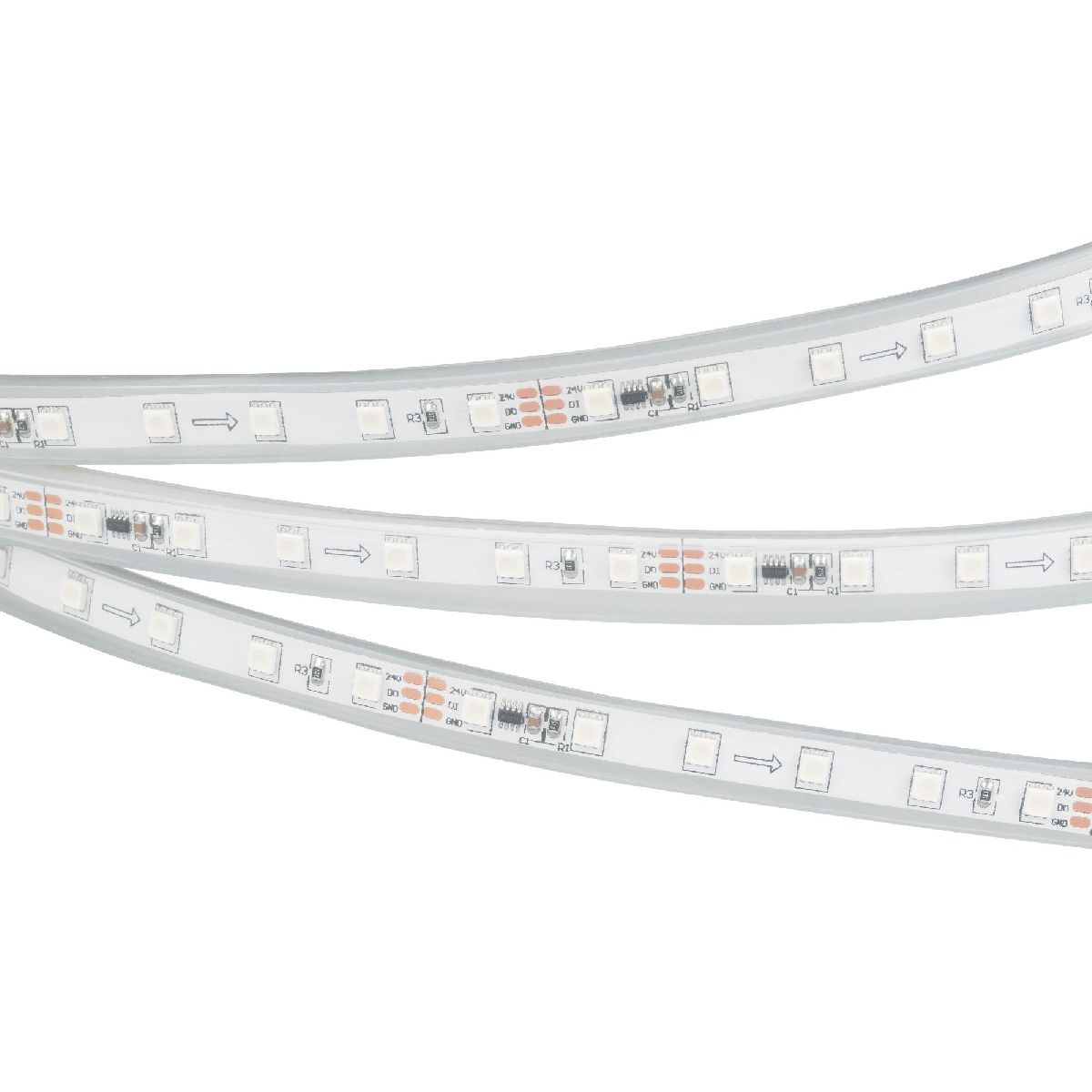 Светодиодная герметичная лента SPI-PS-A120-12mm 24V RGB-PX6-BPT (23 W/m, IP67, 2835, 5m) 049452