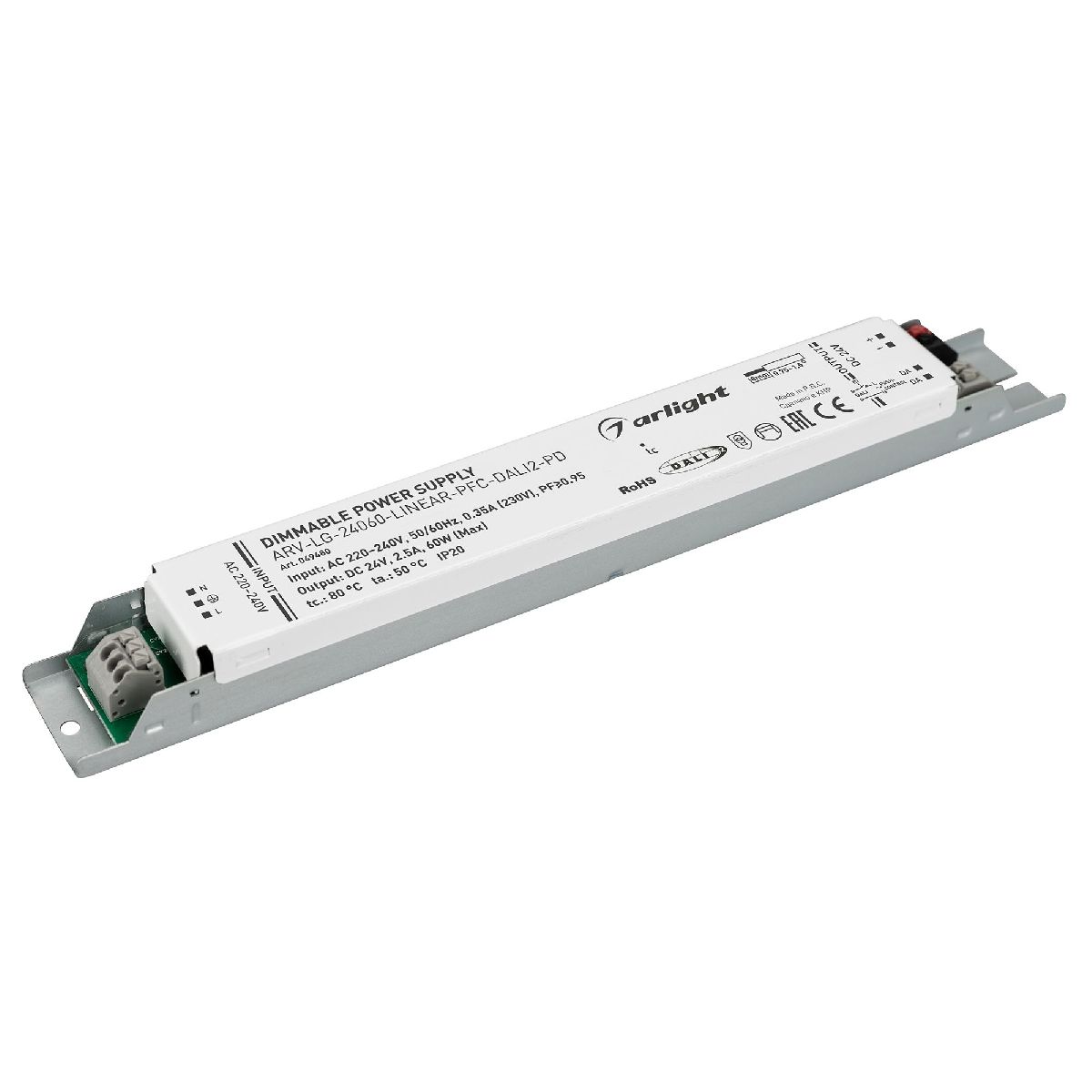 Блок питания ARV-LG-24060-LINEAR-PFC-DALI2-PD (24V, 2.5A, 60W) 049480