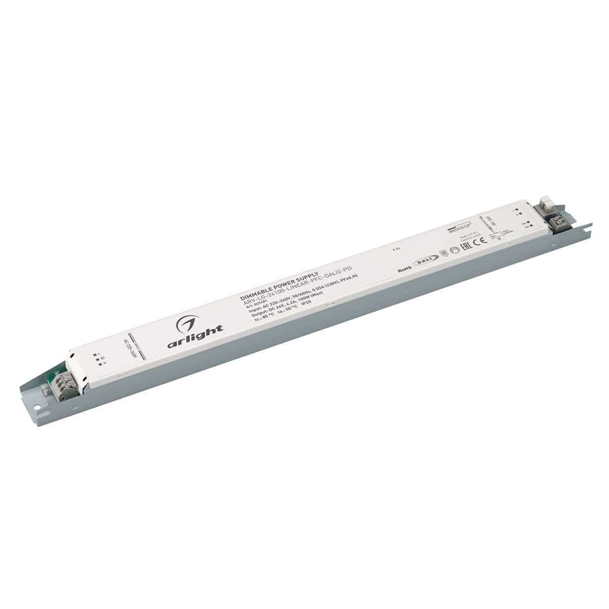 Блок питания ARV-LG-24100-LINEAR-PFC-DALI2-PD (24V, 4.2A, 100W) (IP20 Металл) 049481