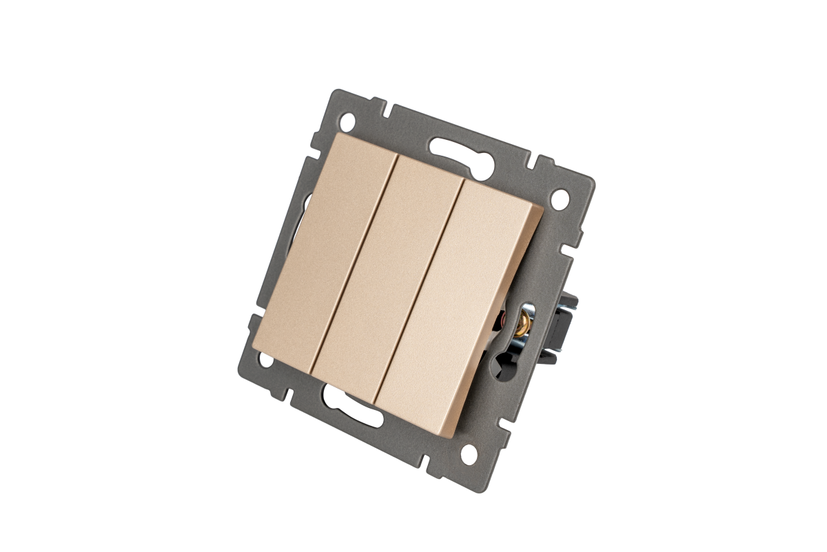 Механизм выключателя трехклавишный непроходной SWT-MK03-PL-GD-V (250V, 10A) 049899