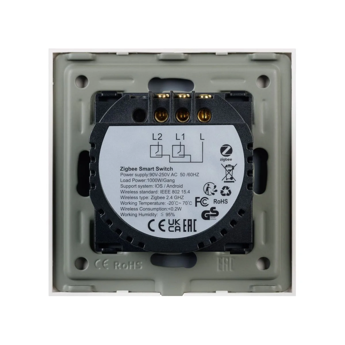 Выключатель сенсорный SWT-OMALI-S02-ZB-GD (250V, 10A, Zigbee) 050038