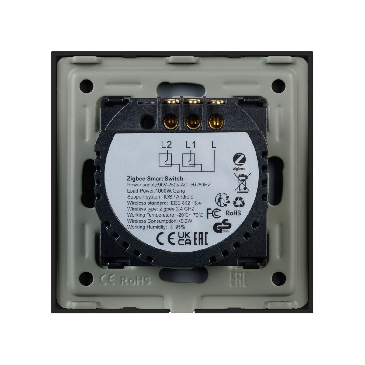 Выключатель сенсорный SWT-OMALI-S02-ZB-BK (250V, 10A, Zigbee) 050040