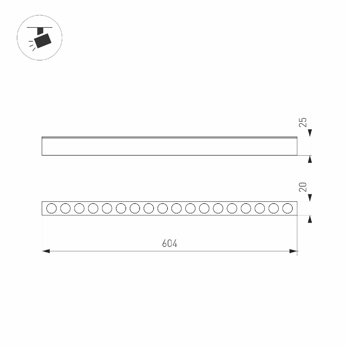 Трековый магнитный светильник MAG-DOTS-25-L600-18W Day4000 050055