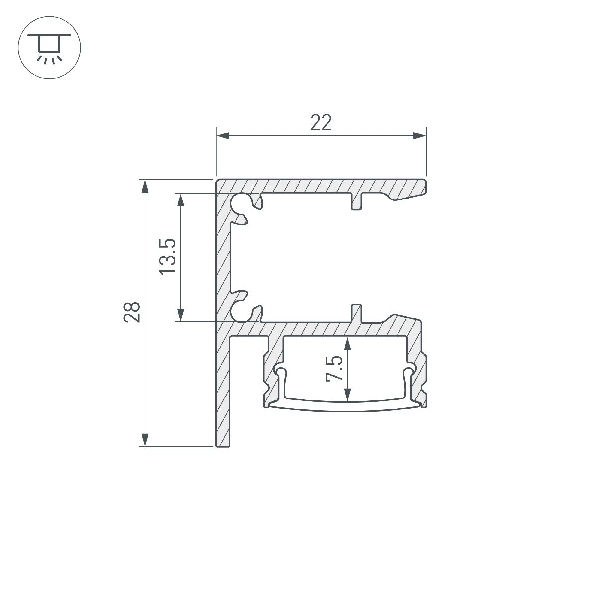 Алюминиевый профиль WALL-2228-2000 ANOD 050466