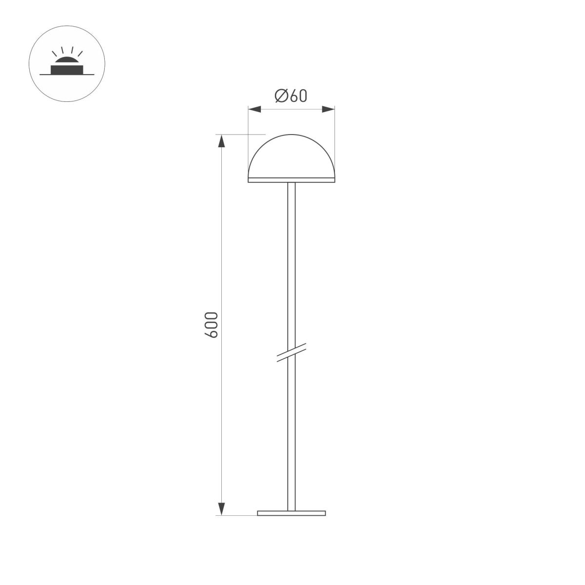 Ландшафтный светильник KT-ENOKI-BOLL-H600-2W Warm3000 (WH, 100 deg, 24V) 050672