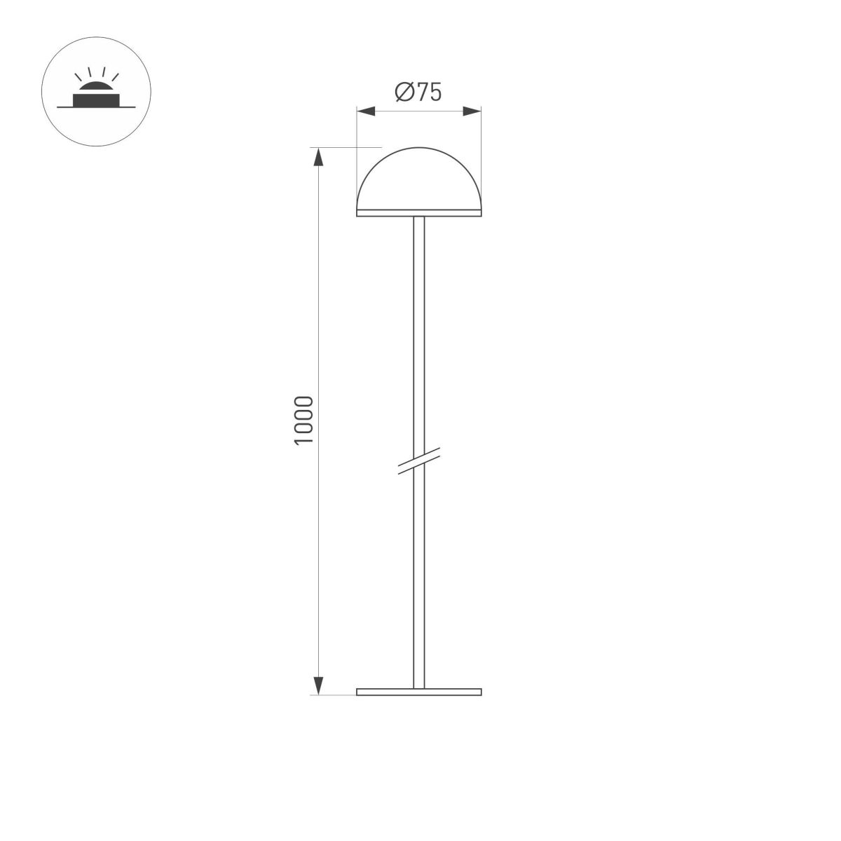 Ландшафтный светильник KT-ENOKI-BOLL-H1000-2W Warm3000 (WH, 100 deg, 24V) 050674